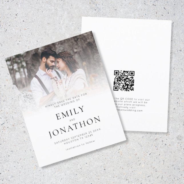 Budget Photo Overlay QR Code Wedding Save The Date (Creator Uploaded)