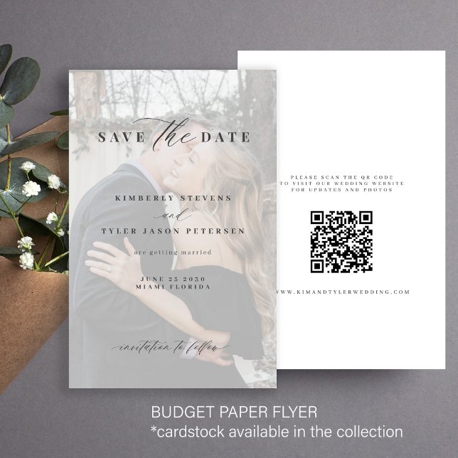Budget photo overlay QR CODE wedding save the date Flyer (Creator Uploaded)