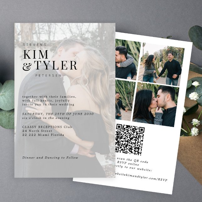Budget photo overlay QR RSVP wedding Invitation (Creator Uploaded)