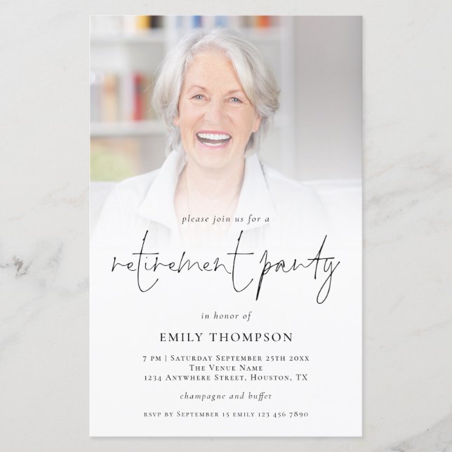 Budget Photo Overlay Retirement Party Invite (Front)