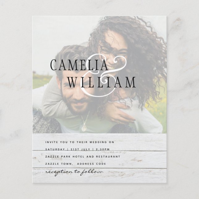BUDGET Photo Overlay Wedding Engagement Save Date Flyer (Front)