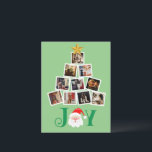 Budget Photo Personalised Joy Christmas Postcard<br><div class="desc">Cute green Christmas tree made with your own choice of personal photos make this budget holiday postcard perfect for your friends & family.  “Joy” with Santa Claus in the middle.  Pretty festive gold star on top of this photo tree finishes off this sweet greeting postcard.</div>
