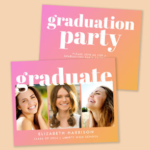 Budget Photo Pink Graduation Party Invitation