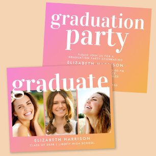Budget Photo Pink Graduation Party Invitation