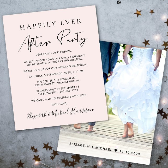 Budget Photo Pink Wedding Reception Invitation (Your love story deserves a grand celebration!)