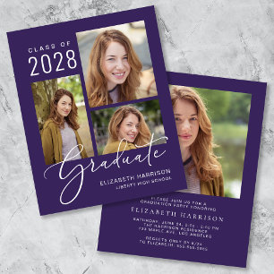 Budget Photo Purple Graduation Party Invitation