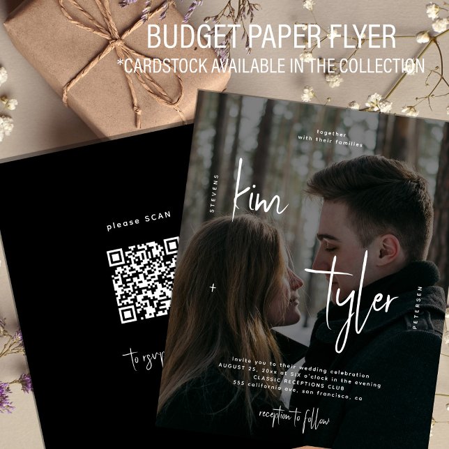 Budget photo QR code all in one wedding invitation Flyer (Creator Uploaded)
