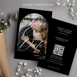 Budget photo QR CODE black wedding save the date Flyer