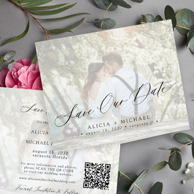 Budget photo QR CODE elegant wedding save the date (Creator Uploaded)