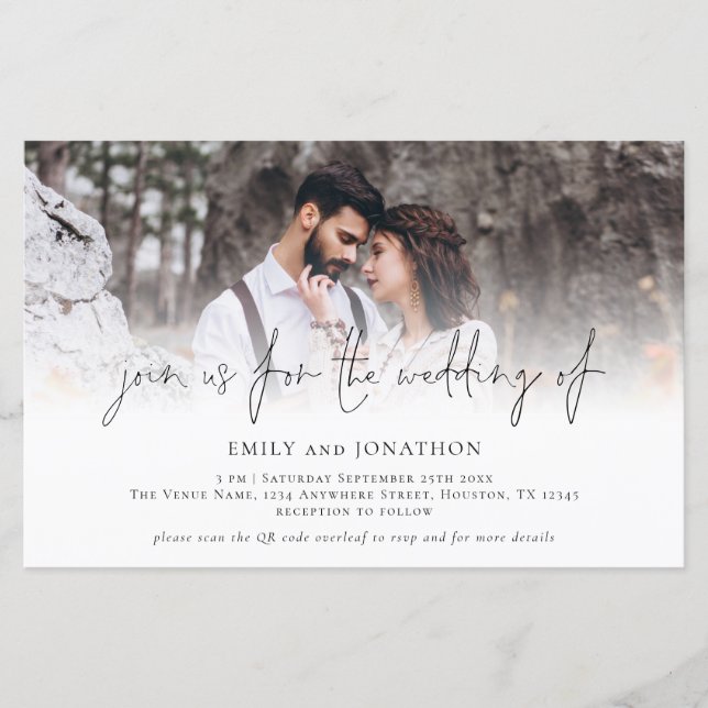 Budget Photo QR Code Join Us Wedding Invitation (Front)