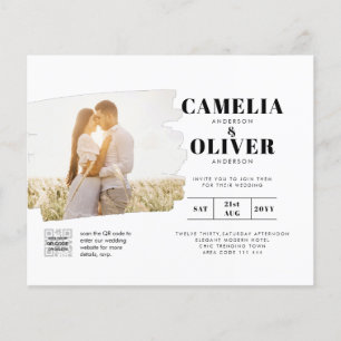 BUDGET PHOTO QR CODE Wedding Invite RSVP Details Flyer