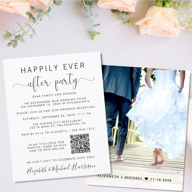 Budget Photo QR Code Wedding Reception Invitation (Your love story deserves a grand celebration!)