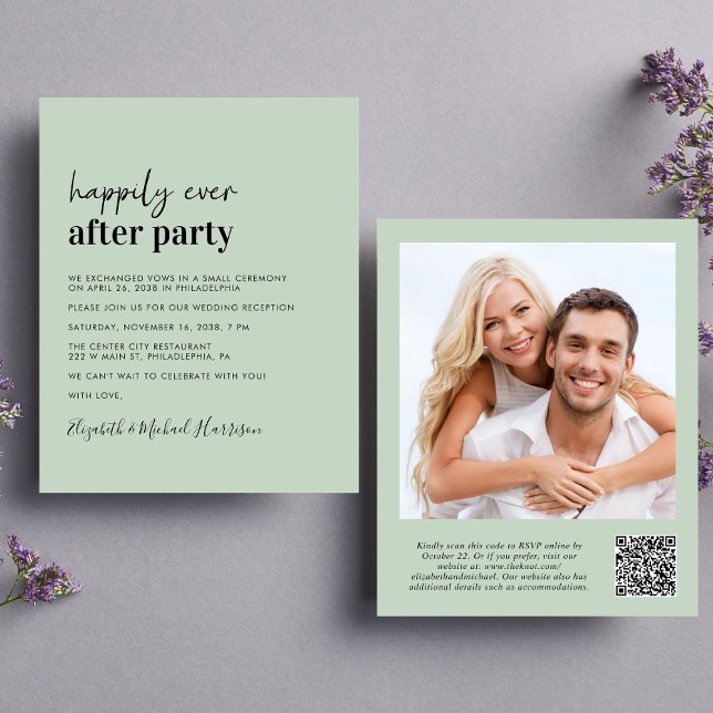 Budget Photo QR Code Wedding Reception Invitation (Creator Uploaded)