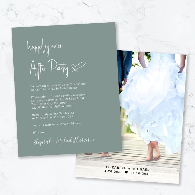 Budget Photo Sage Green Wedding Reception Invite (Creator Uploaded)