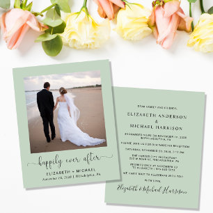 Budget Photo Sage Wedding Reception Invitation