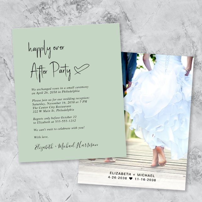Budget Photo Sage Wedding Reception Invitation (Creator Uploaded)