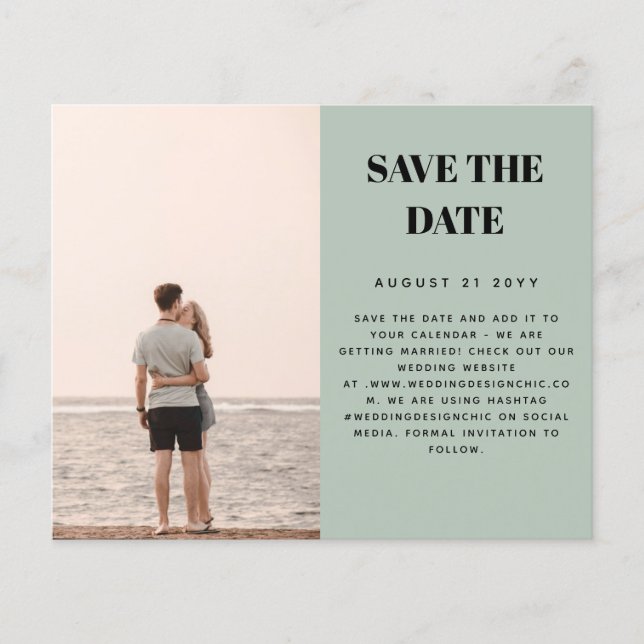 BUDGET Photo Save Date Minimalist Simple Plain (Front)