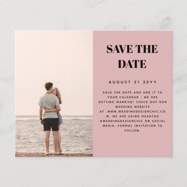 BUDGET Photo Save Date Minimalist Simple Plain (Front)