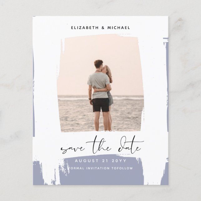 BUDGET Photo Save Date Minimalist Simple Plain Flyer (Front)