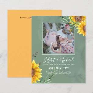 BUDGET Photo Save Date or Wedding Rustic Sunflower