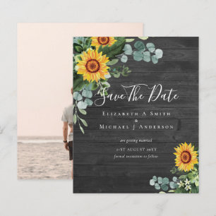BUDGET  Photo Save Date Rustic SUNFLOWERS Greenery