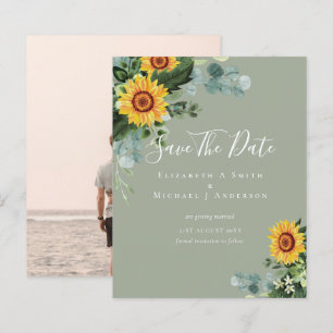 BUDGET Photo Save Date Rustic SUNFLOWERS Greenery