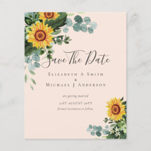 BUDGET  Photo Save Date Rustic SUNFLOWERS Greenery Flyer