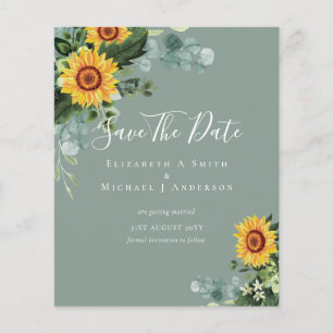BUDGET  Photo Save Date Rustic SUNFLOWERS Greenery Flyer