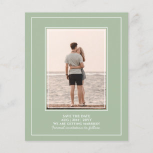 BUDGET Photo Save Dates - Monochrome Sage Green Flyer