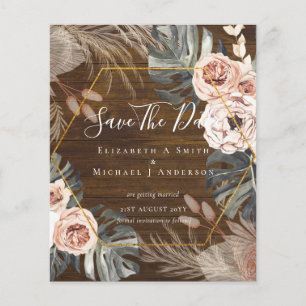 BUDGET Photo Save Dates PAMPAS Coral Tropical Flyer
