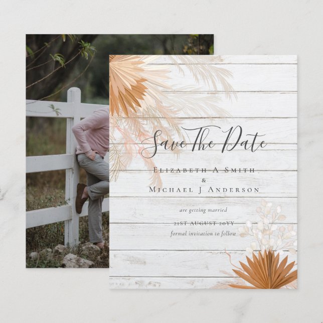 BUDGET Photo Save Dates PAMPAS Grass Terracotta (Front/Back)