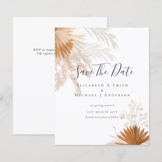 BUDGET Photo Save Dates PAMPAS Grass Terracotta (Front/Back)