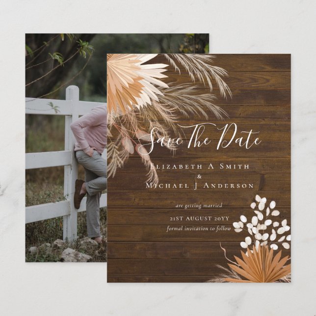 BUDGET Photo Save Dates PAMPAS Grass Terracotta (Front/Back)