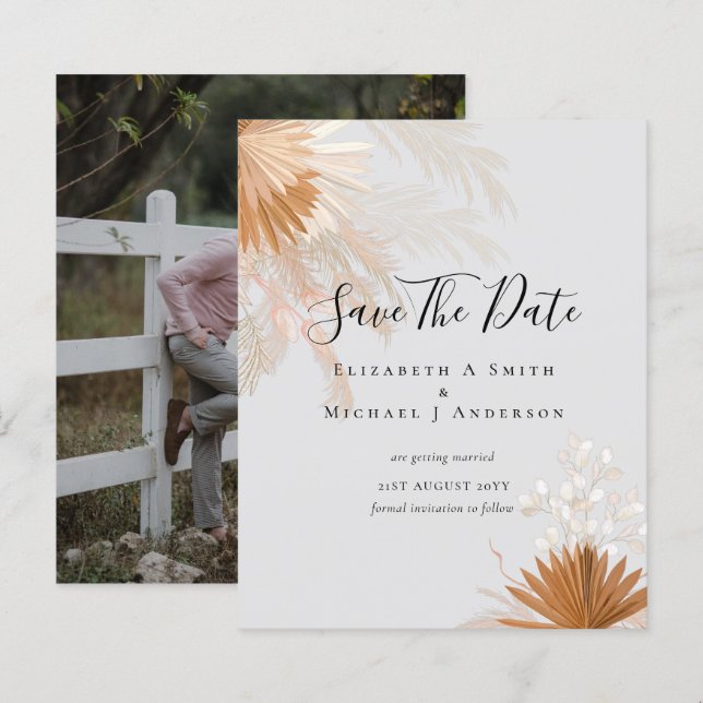 BUDGET Photo Save Dates PAMPAS Grass Terracotta (Front/Back)