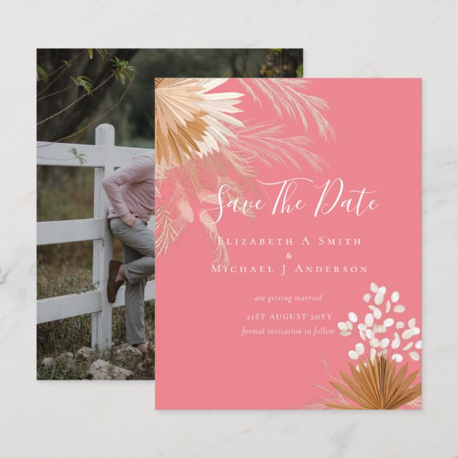 BUDGET Photo Save Dates PAMPAS Grass Terracotta (Front/Back)