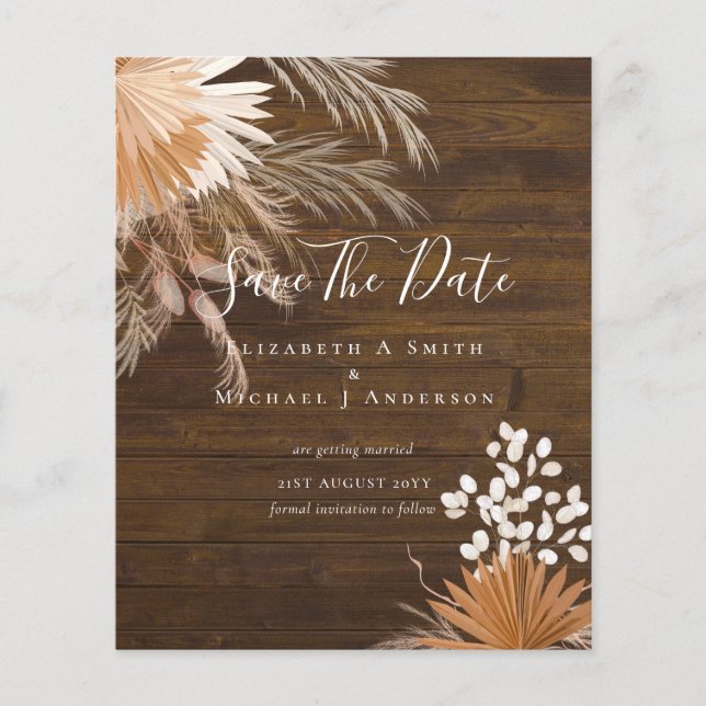 BUDGET Photo Save Dates PAMPAS Grass Terracotta Flyer (Front)