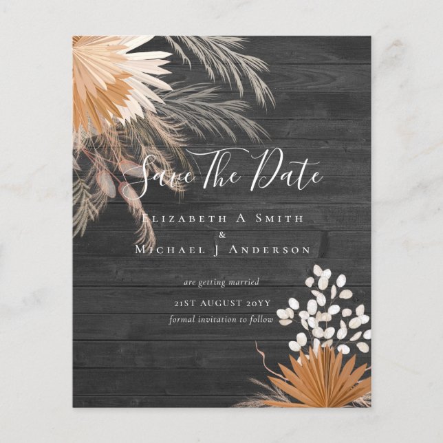 BUDGET Photo Save Dates PAMPAS Grass Terracotta Flyer (Front)