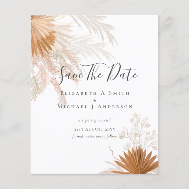 BUDGET Photo Save Dates PAMPAS Grass Terracotta Flyer (Front)