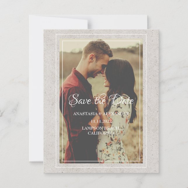 Budget PHOTO SAVE THE DATE invitation. (Front)