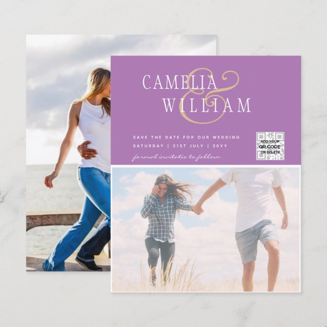 BUDGET PHOTO SAVE THE DATE QR SCANNING CODE RSVP (Front/Back)