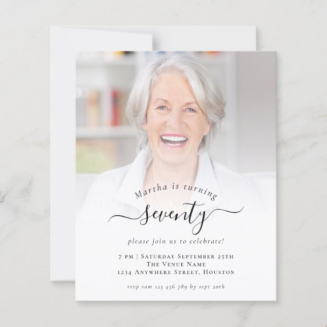 Budget Photo Script 70th Birthday Party Invitation (Front)