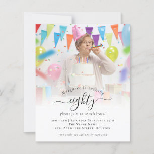 Budget Photo Script 80th Birthday Party Invitation