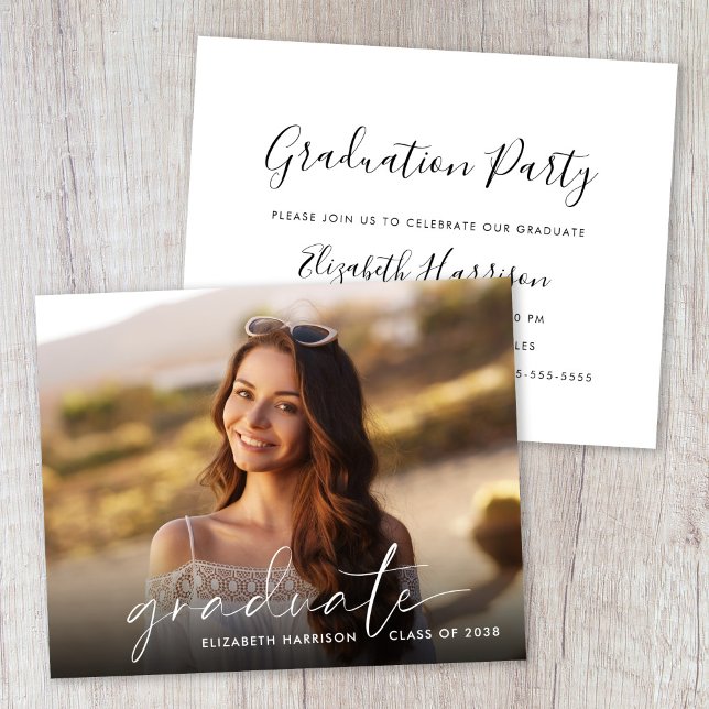 Budget Photo Script Graduation Party Invitation (Budget Photo Script Graduation Party Invitation)