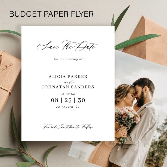 Budget photo simple elegant wedding save the date flyer (Creator Uploaded)