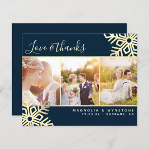 Budget Photo Snowflake Wedding Thank You Card