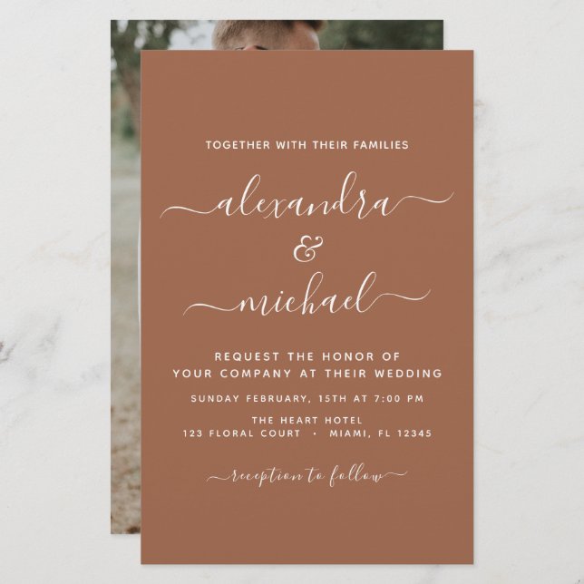 Budget Photo Terra Cotta Boho Wedding Simple (Front/Back)