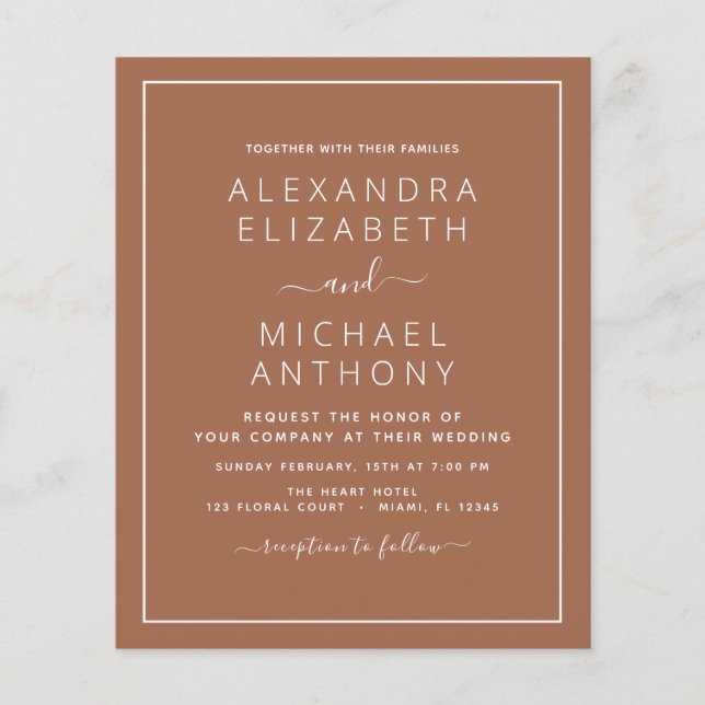 Budget Photo Terracotta Boho Wedding Simple Flyer (Front)