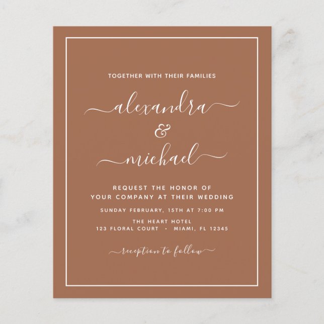 Budget Photo Terracotta Boho Wedding Simple Flyer (Front)