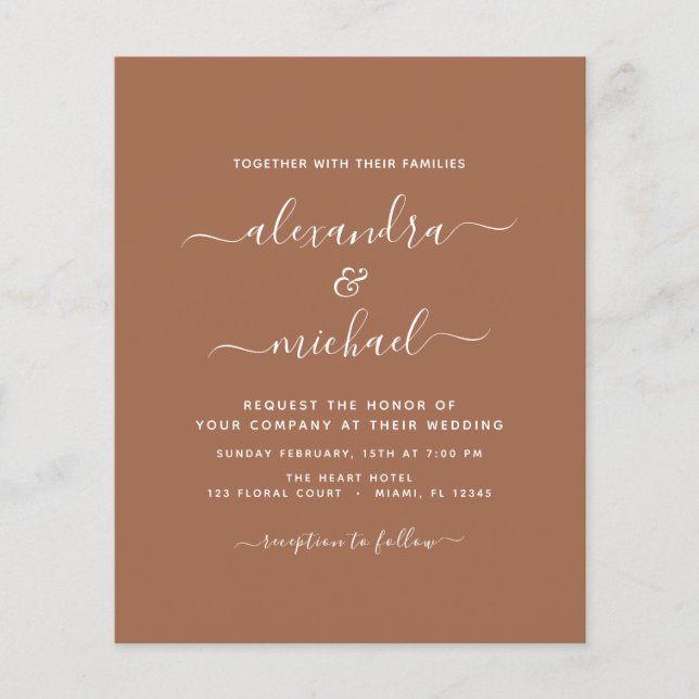 Budget Photo Terracotta Boho Wedding Simple Flyer (Front)