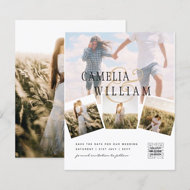 Budget Photo Wedding Invitation Classic White (Front/Back)